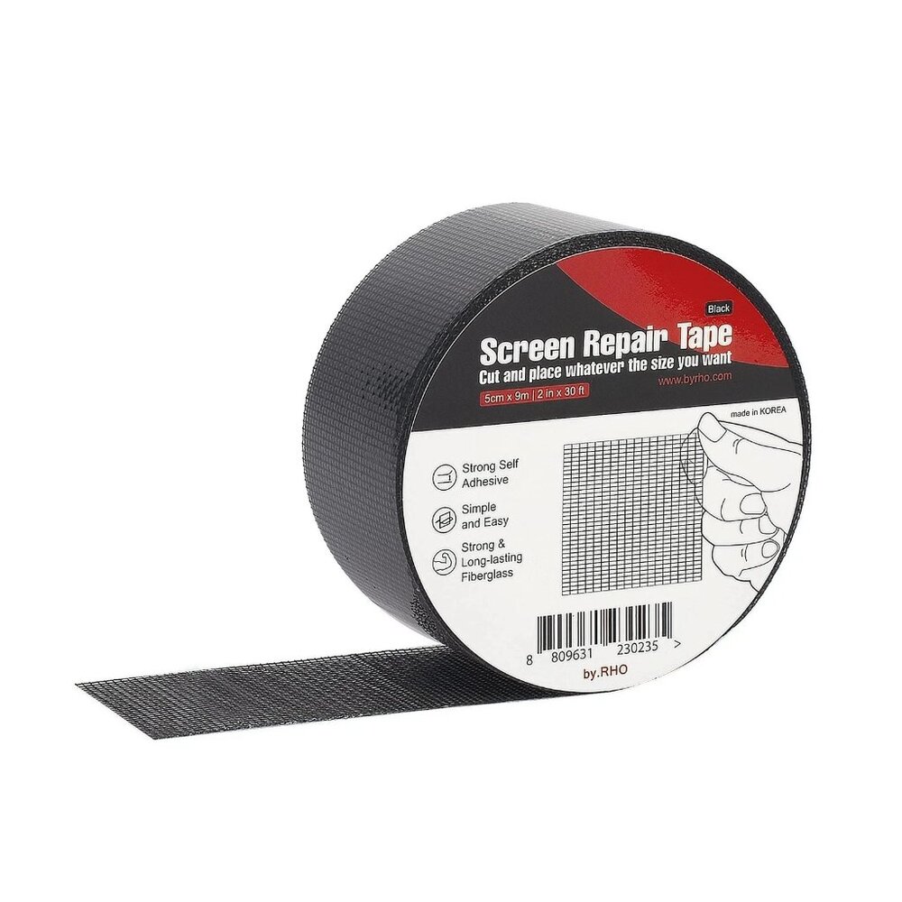 Window Screen Repair Tape 2inx30ft Black 3-Layer Fiberglass Adhesive Patch